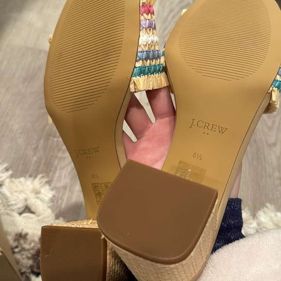 New In Box J Crew Factory Rainbow Raffia Woven Mule Sandals - Picture 4 of 5